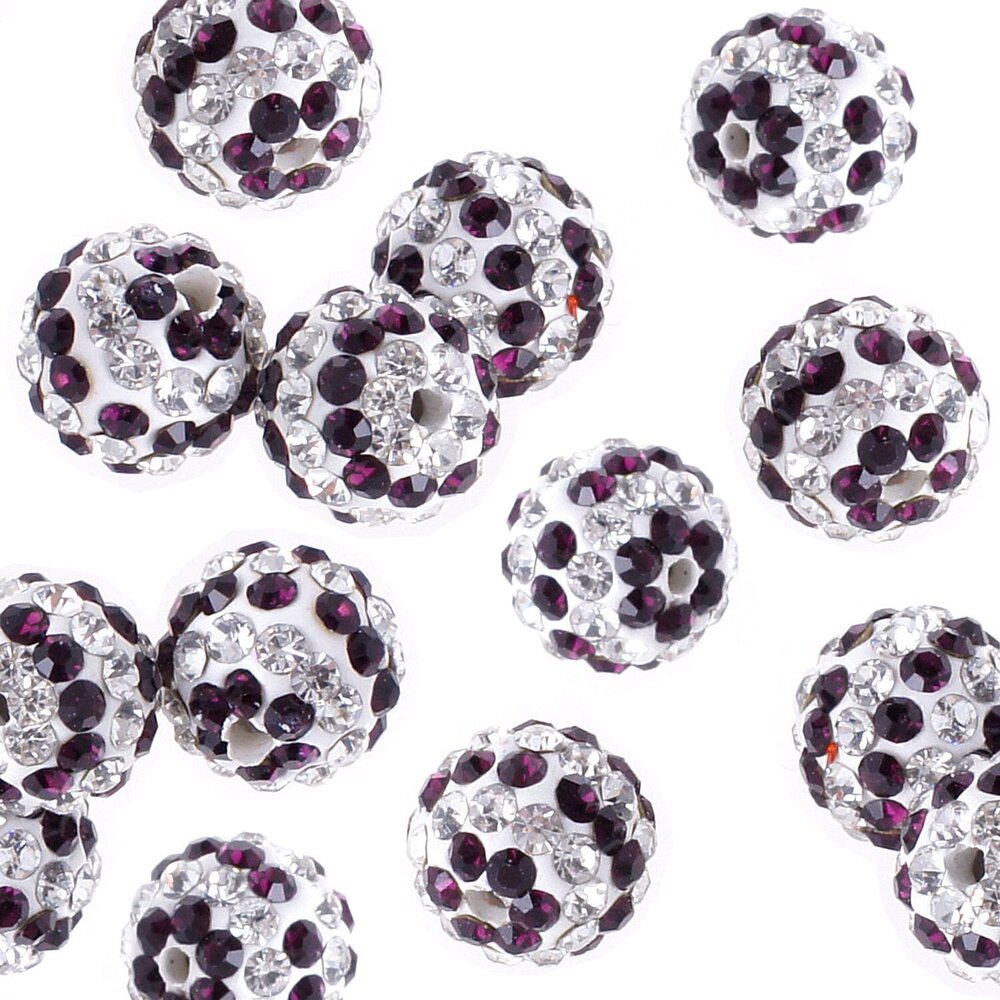 6386 Stripes Czech Crystal Round Disco Ball Clay Beads fit Shamballa